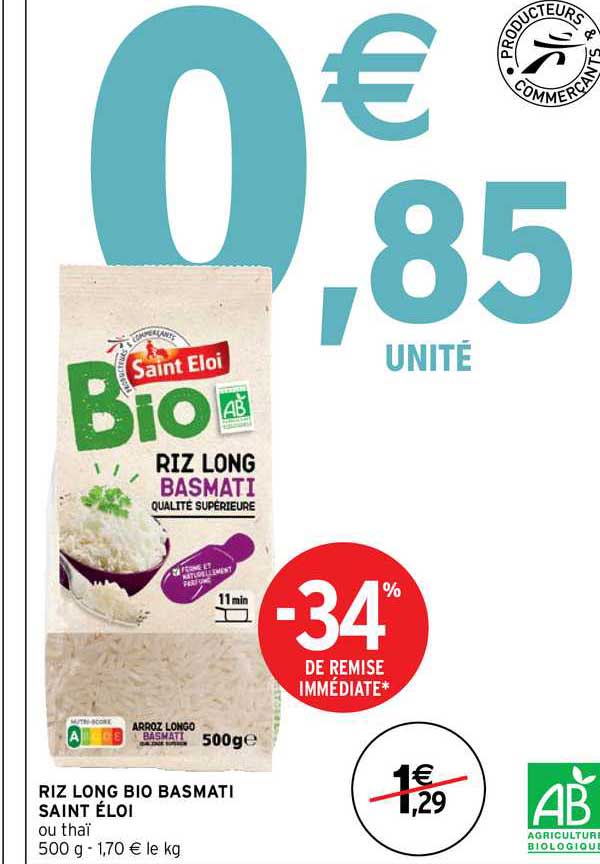 riz long bio basmati saint éloi -34% de remise immédiate