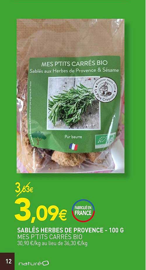 sablés herbes de provence mes ptits carres bio