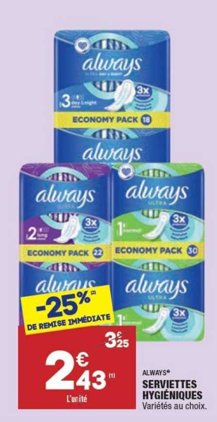 serviettes hygiéniques always