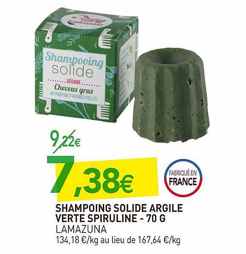 shampoing solide argile verte spiruline lamazuna
