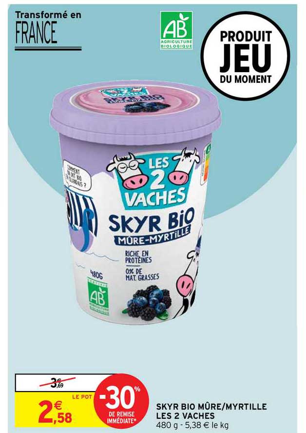 sky bio mûre myrtille les 2 vaches -30% de remise immédiate