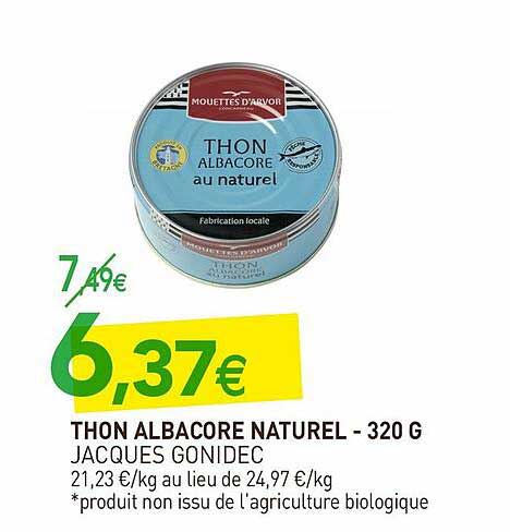 thon albacore naturel jacques gonidec