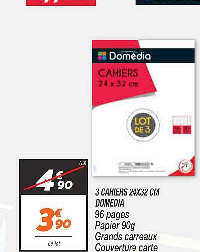 3 cahiers 24x32 cm domedia