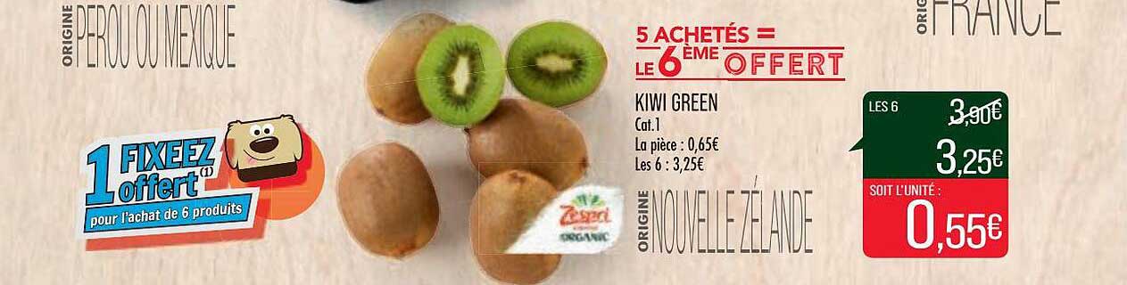 5a achetés =  le 6ème offert kiwi green