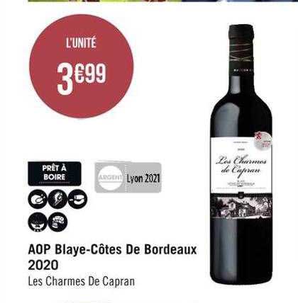 aop blaye-côtes de bordeaux 2020 les charmes de capran