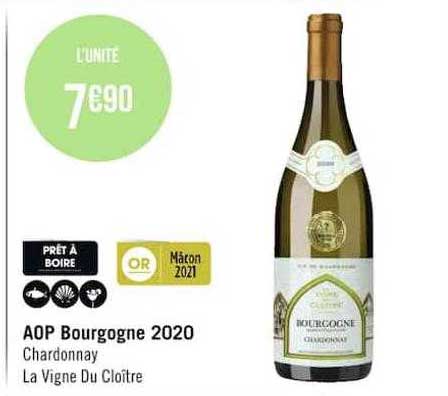 aop bourgogne 2020 chardonnay la vigne du cloïtre