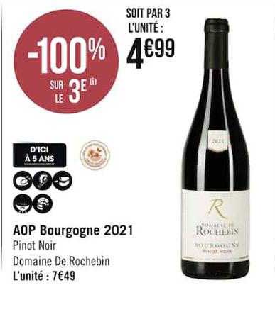 aop bourgogne 2021 pinot noir domaine de rochebin -100% sir le 3e