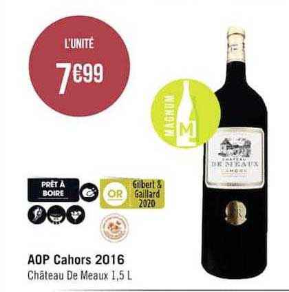 aop cahors 2016 châteaux de meaux