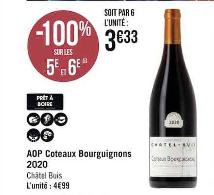 aop coteaux bourguignons 2020 châtel buis -100% sur les 5e et 6e