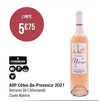 aop côtes-de-provence 2021 domaine de l'allamande cuvée noémie