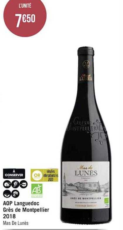 aop languedoc grès de montpellier 2018 mas de lunês