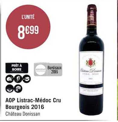 aop listrac-médoc cru bourgeois 2016 château donissan