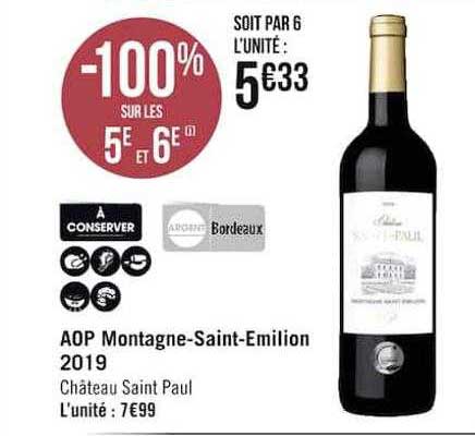 aop montagne-saint-emilion 2019 château saint paul -100% sur les 5e et 6e