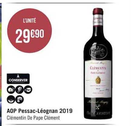 aop pessac-léognan 2019 clémentin de pape clément