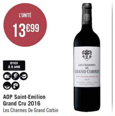 aop saint-emilion grand cru 2016 les charmes de grand corbin