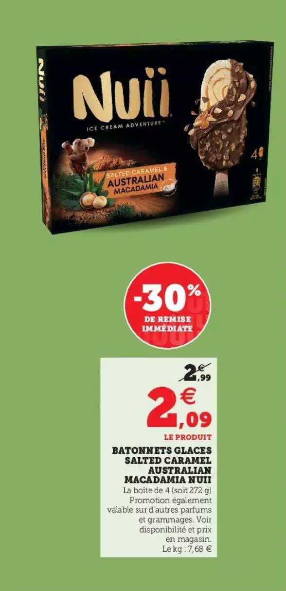 batônnets glaces salted caramel australian macadamia nuii -30% de remise immédiate