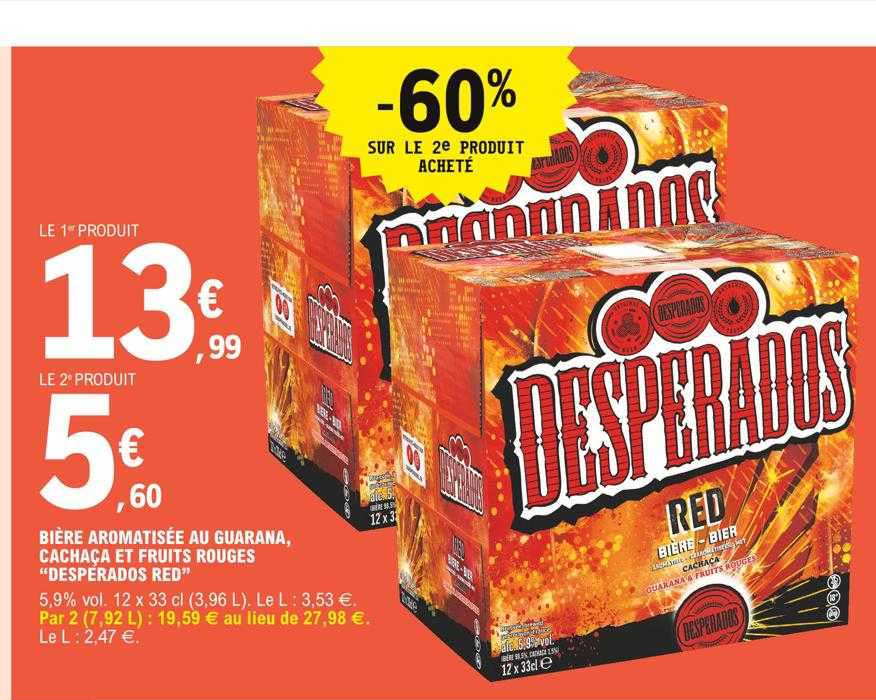 bière aromatisée au guarana cachaça et fruits rouges "desperados red" -60% sur le 2e produit acheté