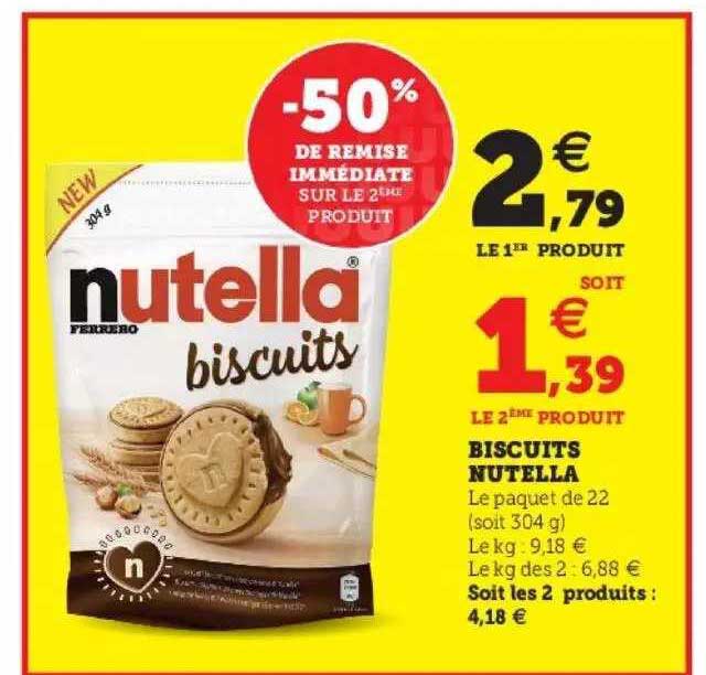 Biscuits Nutella -50% De Remise Immédiate Sur Le 2ème Produit