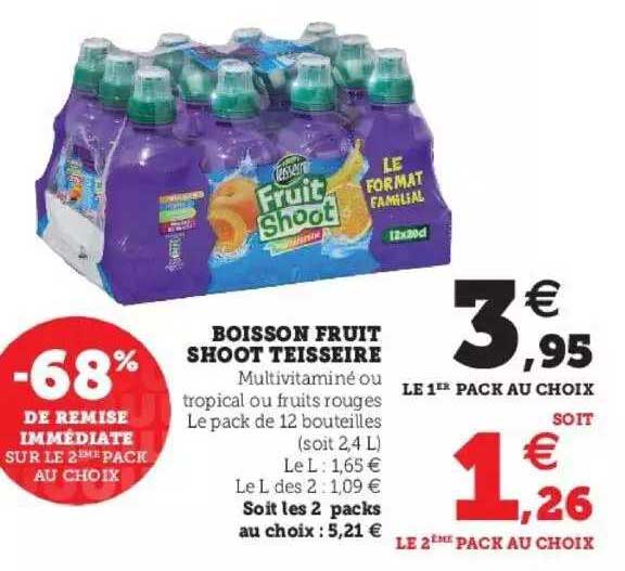 Boisson Fruit Shoot Teisseire -60% De Remise Immédiate Sur Le 2ème Pack Au Choix