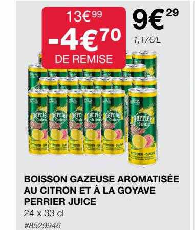 Boisson Gazeuse Aromastisée Au Ctiron Et à La Goyave Perrier Juice