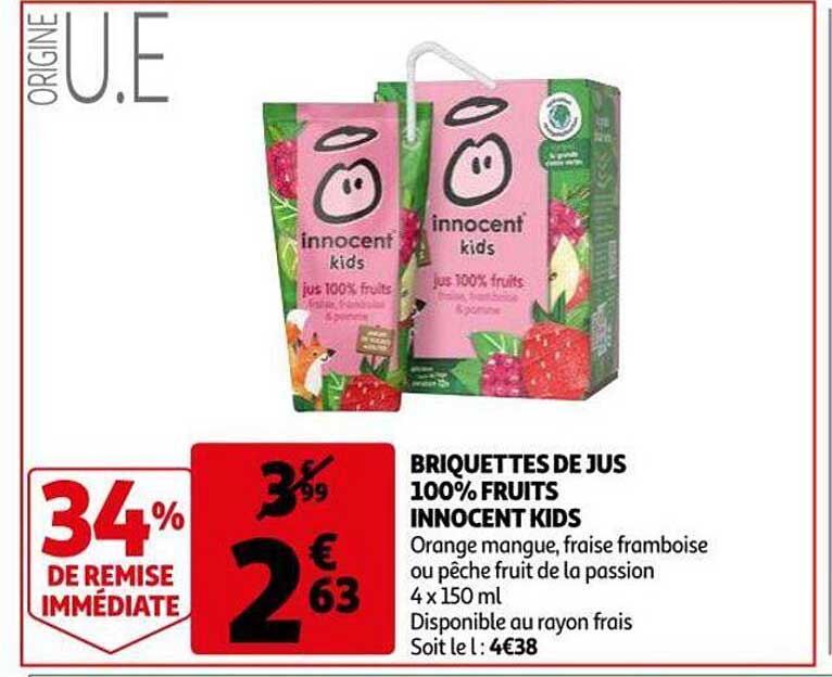Briquettes De Jus 100% Fruits Innoncent Kids
