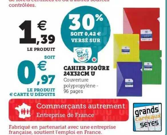 cahier piqûre 24x32 cm u