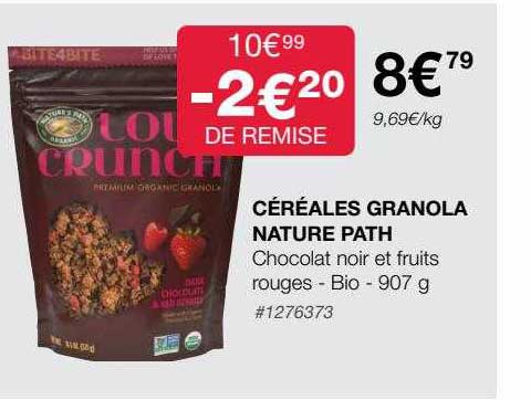 céréales granola nature path chocolat noir et fruits rouges - bio