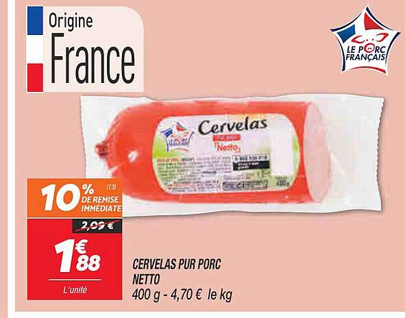 Cervelas Pur Porc 10% De Remise Immédiate