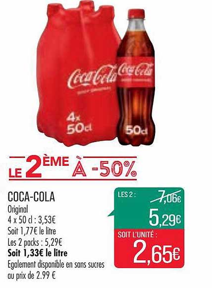 coca-cola original le 2ème à -50%