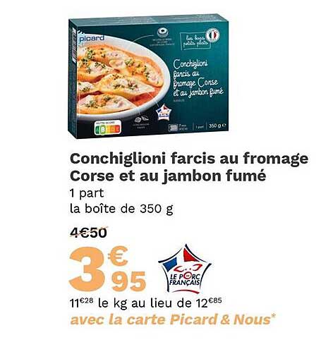 conchiglioni farcis au fromage corse et au jambon fumé