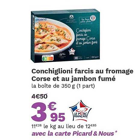 conchiglioni farcis au fromage corse et au jambon fumé
