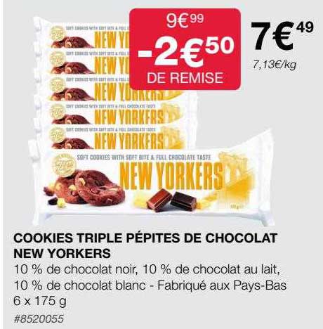 cookies triple pépites de chocolat new yorkers
