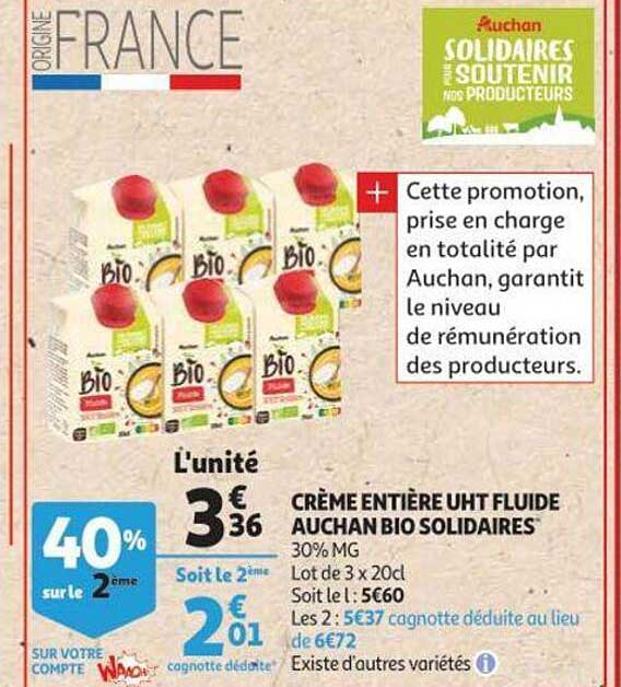 crème entière uht fluide auchan biuo solidaires