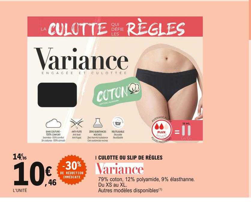 Culotte Ou Slip De Règles Variance -30% De Réduction Immédiate