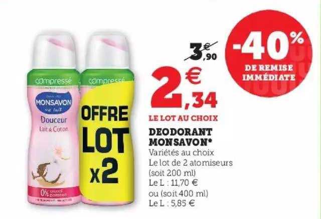 déodorant mon savon -40% de remise immédiate