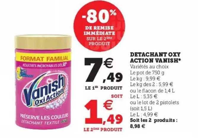 détachant oxy action vanish -80% de remise immédiate sur le 2ème produit