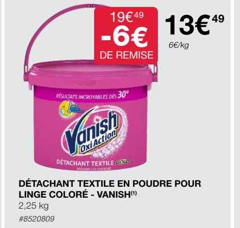 détachant textile en poudre pour linge coloré - vanish