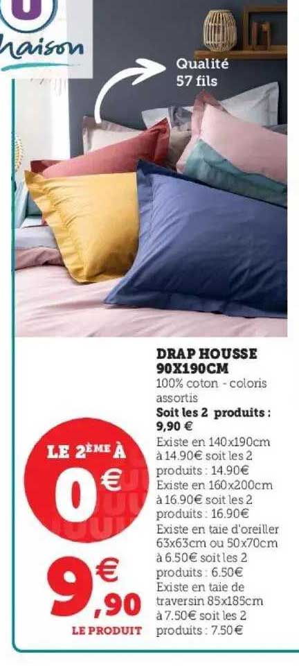 drap housse 90x190cm