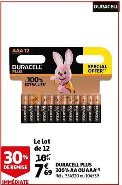 Duracelol Plus 100% Aa Ou Aaa 30% De Remise Immédiate