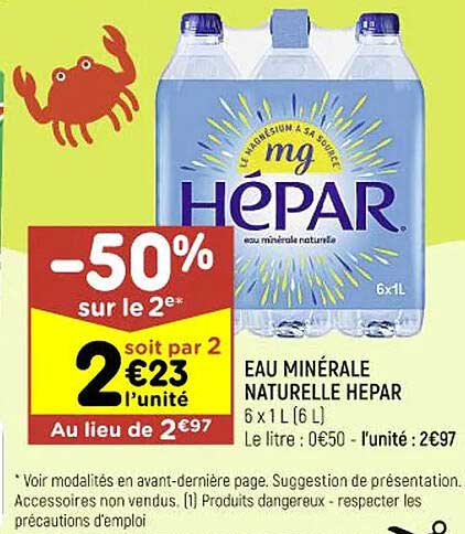 Eau Minérale Naturelle Hepar -50% Sur Le 2ème