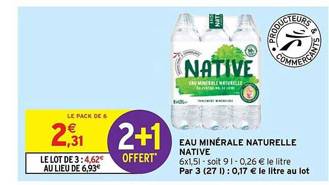 Eau Minérale Naturelle Native 2+1 Offert