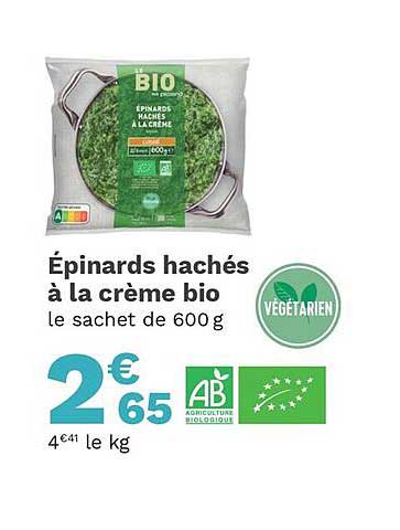 épinards Hachés à La Crème Bio