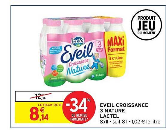 Eveil Croissance 3 Nature Lactel -34% De Remise Immédiate