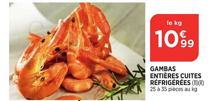Gambas Entières Cuites Réfrigérées