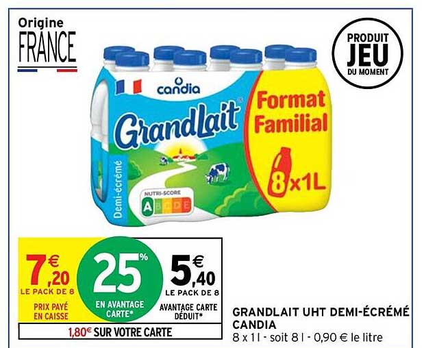 grandlait uht demi-écrémé candia