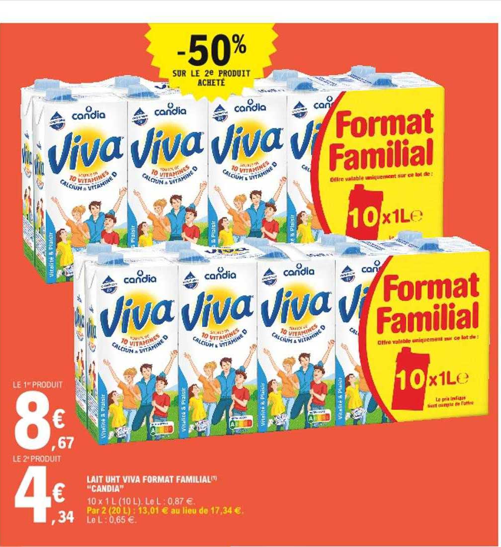 lait uht viva format familial "candia"