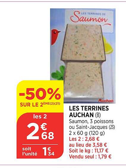 les terrines auchan -50% sur le 2éme