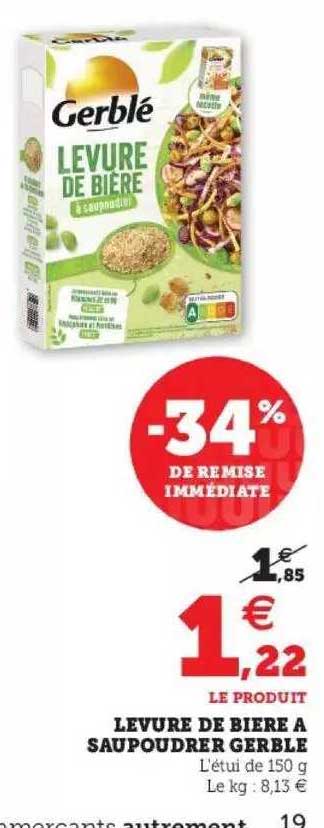 levure de bière à saupoudrer gerblé -30% de remise immédiate -34% de remise immédiate