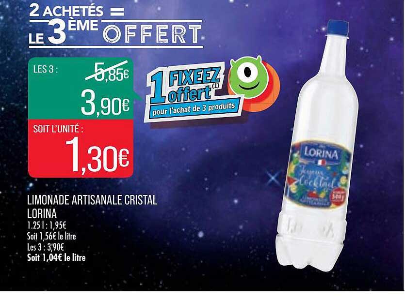 limonade artisanale cristal lorina  2 achetés = le 3 ème offert