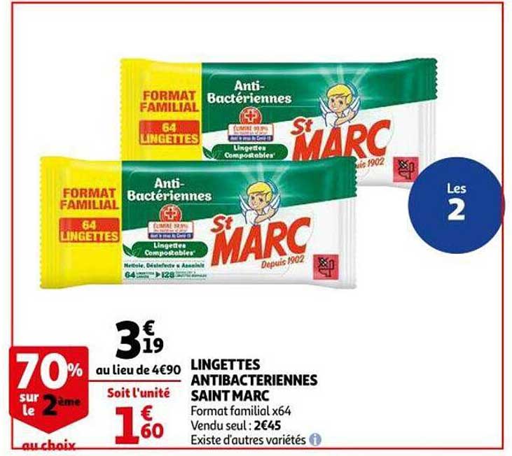 lingettes antibacteriennes saint marc 70% sur le 2ème